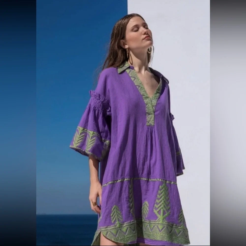 nema resort wear dress Nema Resortwear Turquoise Abstract Dress